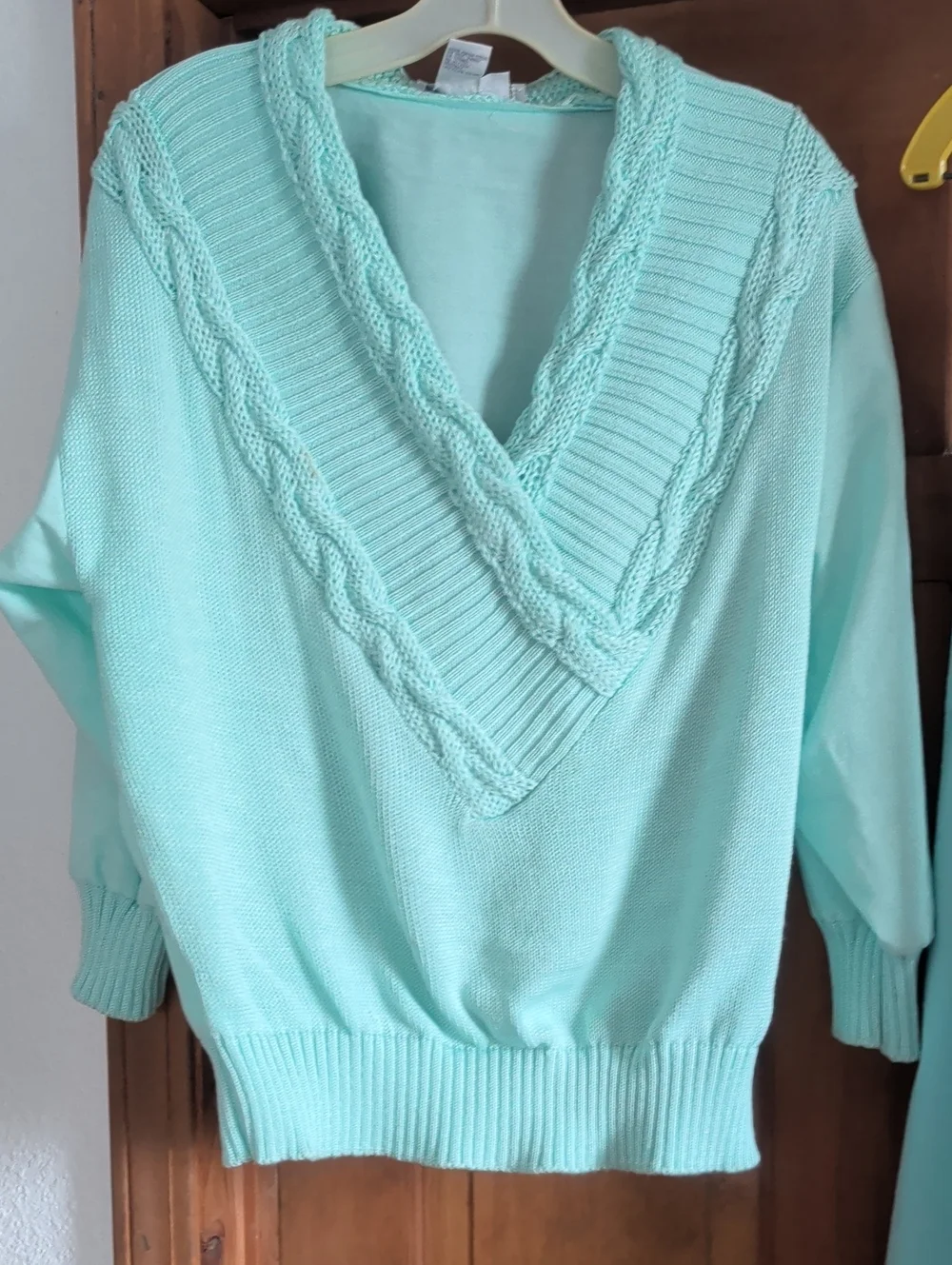Vintage Set Light Aqua Women's Wrap Tie Skirt Amd Sweater